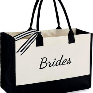 Monogram Initial Canvas Bag with Inner Zipper Pocket Embroidery Personalized Bag